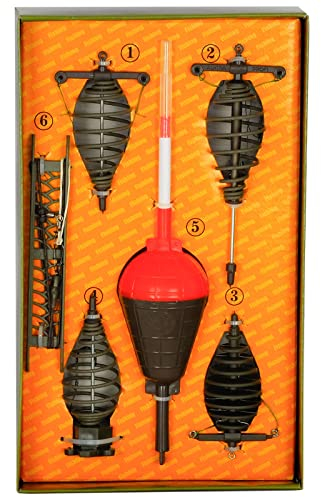 Posenmontage Set mit Futterkorb und Vorfachhaken Angler Oberflächenmontage Karpfen Angeln Fertig Montage Angelkoffer Angelzubehör Angelhaken Posen fertig montiert