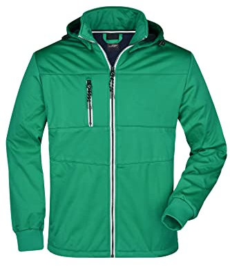 James & Nicholson Herren Softshelljacke maritim - Funktionale Softshell Jacke mit vielen Extras | Farbe: irish-green/navy/white | Grösse: L