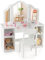 COSTWAY 2 in 1 Kinder Schminktisch-Set, Schreibtisch mit Stuhl & abnehmbarem Spiegel, Frisiertisch Mädchen mit offenen Fächern, Frisierkommode Holz, Schminkkommode (Mit Stuhl, Weiß)