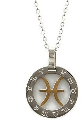 Bungsa Fische - Sternzeichen Kette Halskette mit Amulett-Anhänger Tierkreiszeichen aus Edelstahl Unisex