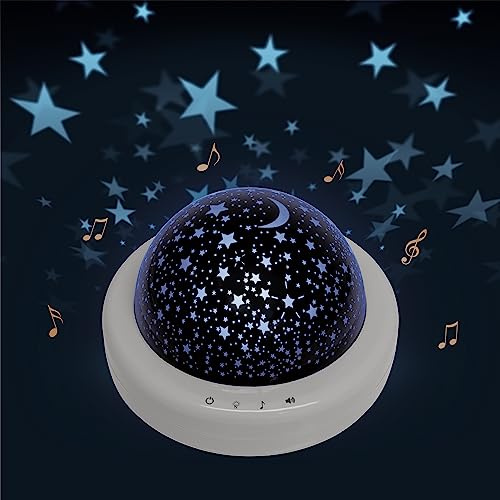 Zadro LED Star Night Light for Kids Room Starlight Projector with Multi Color Starry Nights Globe and Variety of Sounds (8 Dia. by 5.5 Tall, Gray)
