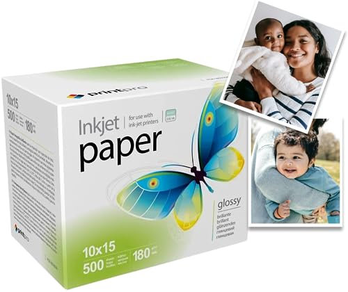 Fotopapier PrintPro von COLORWAY glänzend 180g/m² 500 Blatt 10x15 Sofort Trocken Wasserfest für alle Tintenstrahldrucker