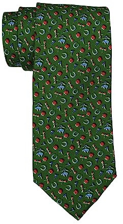 Brooks Brothers Green Logo Novelty Printed Tie