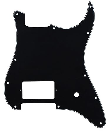 ROZILO 11 Hole ST/Strat Style One Humbucker Guitar Pickguard For USA/Mexico Fender Tom Delonge Strat Electric Guitar Black 3Ply