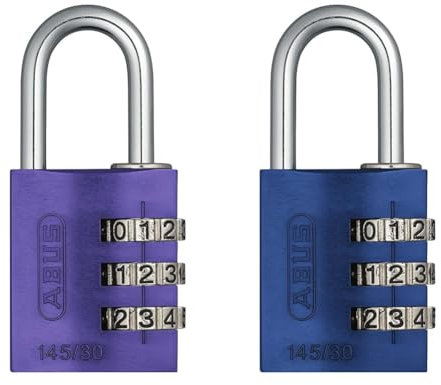 ABUS Cadenas codée en aluminium lila 145 30 & 145/30 Cadenas à combinaison 30 mm Bleu