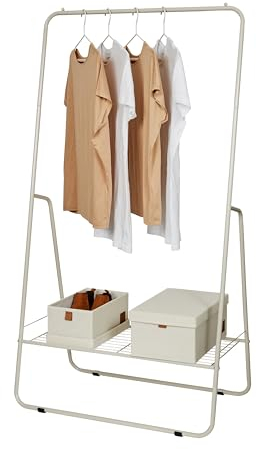 LOVE IT STORE IT - LOFT - Porte-Manteaux sur Pied avec Étagère et Tringle Métal Gris Clair - Meuble d'Entrée et Chambre 75x44x140cm