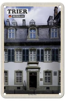 Femer Blechschild Städte Trier Karl-Marx-Haus Altstadt Deko 12x18cm Schild