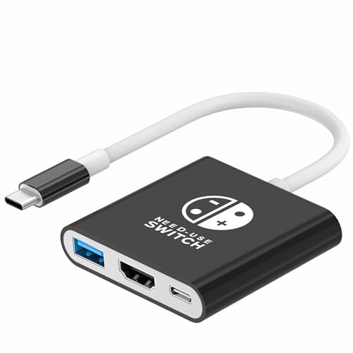 Dnkeaur Dock per Nintendo Switch e OLED, Docking Station per TV, Accessori Base Nintendo Switch, Dock da Viaggio Portatile, Adattatore da USB C a HDMI per Steam Deck/MacBook/laptop, Nero