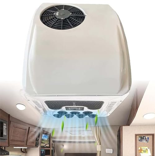 MAYFABD 12V 24V Roof DC Air Conditioner Electric RV Roof Air Conditioner Heat and Cool Truck RV Van Passenger Car Agricultural Vehicle Construction Machinery Vehicle Etc Camper Vans,60V