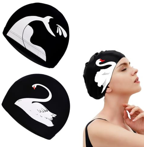 NTRUXZP Gorros de natación para Hombres y Mujeres, 2 Gorros de Natación Elásticos Sombrero de Natación de Tela Cómoda Gorros de Baño Unisex Gorros Antideslizantes para Piscinas