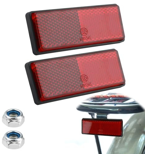 Hioip 2 Stück Motorrad Fahrrad E4 rot Reflektor, 87 x 31 x 8 mm hinten mit Schrauben, multifunktionaler Rückstrahler für Motorrad Scooter, Reflektor Katzenauge hinten Universal (rot)