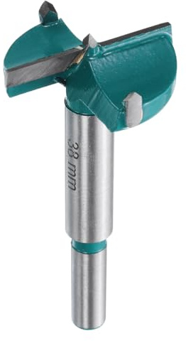 QUARKZMAN Barrena Forstner de 1-1/2 (38mm) de Carburo de Tungsteno Verde | Cortador de Orificios para Bisagras en Carpintería, para Madera