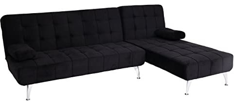 Mendler Schlafsofa HWC-K22AM, Couch Ecksofa Sofa, Liegefläche Links/rechts Schlaffunktion 236cm - Samt schwarz