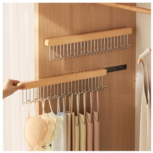 2er-Set Kleiderhaken für Schrank, Holzhaken (12 Haken, Links ausziehbar) | platzsparende Wandhaken für Kleidung, Krawatten, Schals und Unterhemd