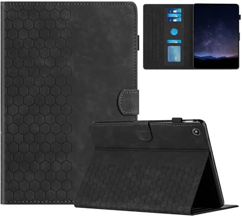 DayQiQiPu Case for New Kindle Fire HD 8 2016/2017/2018 (6th/7th/8th Gen, 2016/2017/2018) Honeycomb pattern Holder Kickstand Magnetic Closure Flip with Auto Wake/Sleep Protective Cover,Black