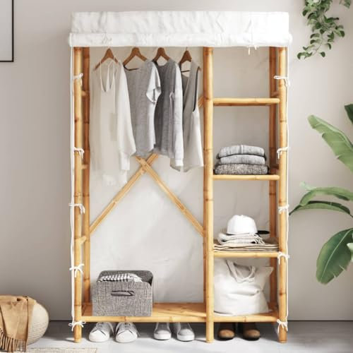 Juroupi Garde-Robe 110x45x170 cm Bambou,Armoire Chambre,Armoire De Rangement,Dressing Chambre