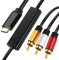 USB C to RCA 6FT Adapter 1080P, 6FT Active Type C to 3RCA Converter, Male USB C to 3-RCA Out Lead Video Adattatore Cord for Laptop, Computer,Projector