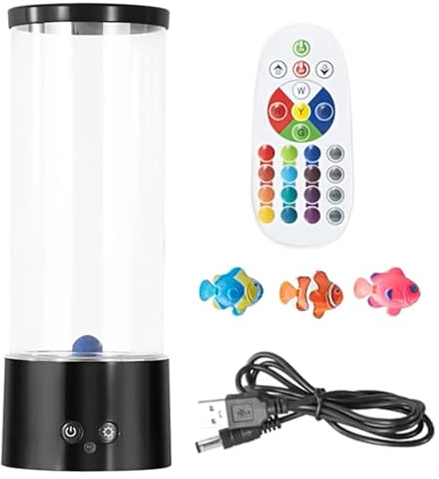 Generico Bubble Fish Lamp, LED Bubble Tube, Remote Control Fish Lamp | Sensory LED Aquarium Light, Colorful Bubble Lamp, Kids Room Light, LED Aquarium Light, Color Changing Bubble Lamp,