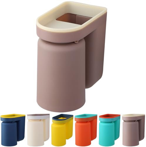 Porte-Brosse à Dents Mural avec gobelet, Porte-Brosse à Dents en Plastique 2 en 1 et gobelet pour Bain de Bouche, Design Mural inversé, Facile à Nettoyer, adapté à la Salle de Bains (Marron)