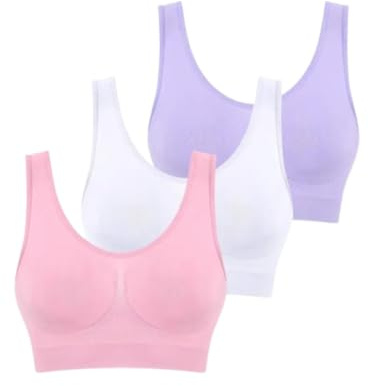 Boolavard 3PCS/Set Seamless Bras for Women Unwired Brassiere No Pads Crop Top Soft Sports Tank Bras Female Sexy Lingerie Vest (UK, Alpha, L, Regular, Regular, Baby Pink White Lilac)