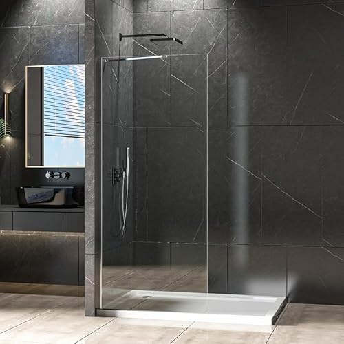 WDWRITTI Walk-in Dusche Duschwand 75cm Duschabtrennung, walk in Duschkabine aus 6mm NANO ESG-Sicherheitsglas, begehbare Duschtrennwand höhe 185cm