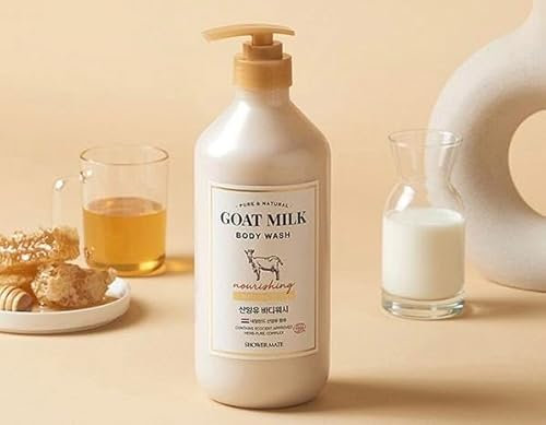 By Shōwer Mate - Goat Milk Body Wash - Manuka Honey | PH Balanced & Herb Complex & Rich Bubble | 800mL [MADE IN KOREA]