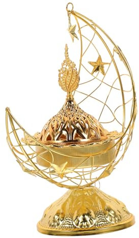 HOMOCONO Arabisches Räuchergefäß Aus Metall Mondförmig Dekoration Für Innenbereich Orientalischer Räucherhalter Vintage Räucherständer Für Tisch