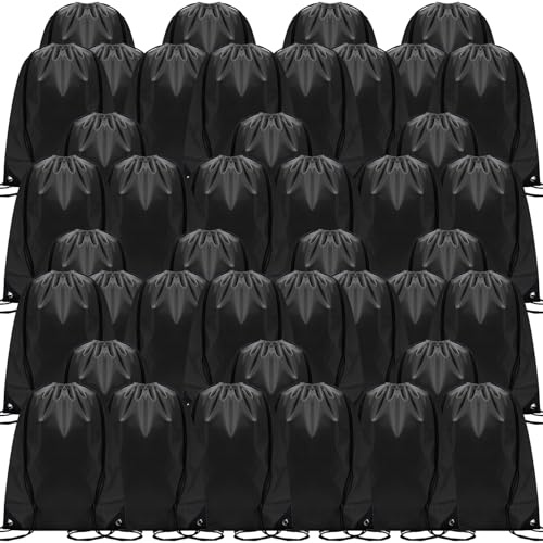 Shappy Rucksack mit Kordelzug, Sporttasche, Turnbeutel, Polyester, für Damen und Herren, Schwarz, 17 x 13.4 inch