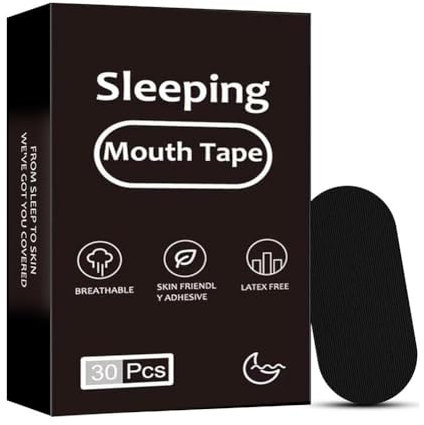 Mouth Tape for Sleeping(30 Pack), Black Breathable Skin Tape, Hypoallergenic & Skin-Friendly, Pain Free Removal, Comfortable to Exercise, for Everyone
