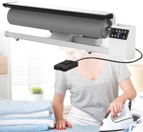 Commercial Rotary Roller Iron Steam Press with Foot Pedal, Continuous Steam Ironer for Efficient Laundry, Pillowcases, and Napkins Care