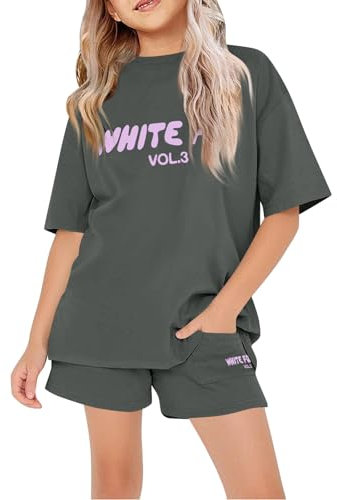 Kids Tracksuit Sets 2 Piece Girls Boys Summer Outfits Causal Oversized Loose T-shirt & Shorts, Short Sleeve Letter Print Pullover Sweatshirt and Sweatpants Jogger Plain Loungewear Gym Activewear
