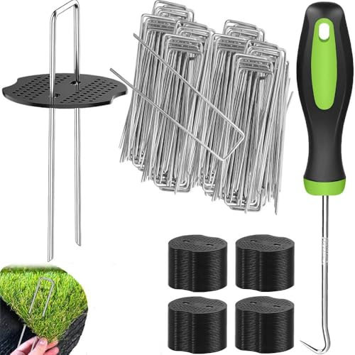 Chiodi a Forma di U, 100pcs Chiodi da Giardino Anti ruggine da 150 mm Ø 0,25 mm per la fissazione di recinzioni per Erba Artificiale in Tessuto e Tende da Campeggio a Rete