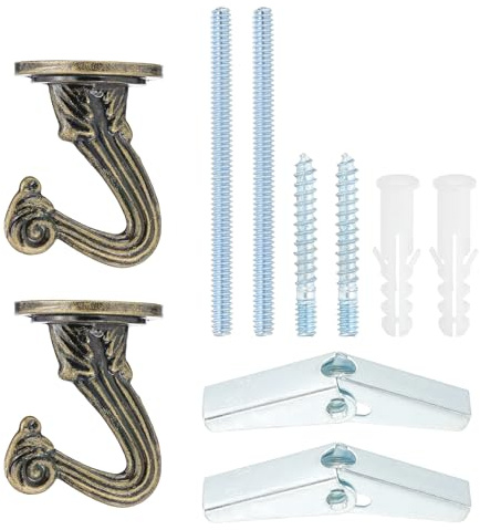 PATIKIL Swag Hooks, 2 Pcs Heavy Duty Ceiling Hooks with Hardware Installation Wall Fixing Ceiling Hangers for Hanging Plants Chandeliers, Bronze