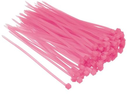 TA-VIGOR Nylon-Kabelbinder, Rosa, 100 mm x 2,5 mm, robust, sicher, selbstsichernd, für Kabelmanagement, Haus, Garten, Büro und Heimwerker, 300 Stück