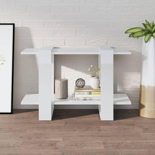 2-stöckiges Kleines Bücherregal Modernes Bücherregal Mit Offenen Regalen Für Kleinen Raum Schmale Bücherregale Eckbücherregale Für Schlafzimmer Wohnzimmer, White High Gloss