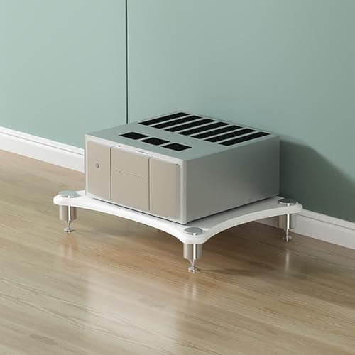 XDOPIRRS AV-Medienständer, Mobile HiFi-Lautsprecherständer, Aufbewahrungsschränke für WLAN-Router, offene Audio-Racks aus Holz, audiovisuelle Ständer, freistehende Schrank-Organizer,(White,1-Layer)
