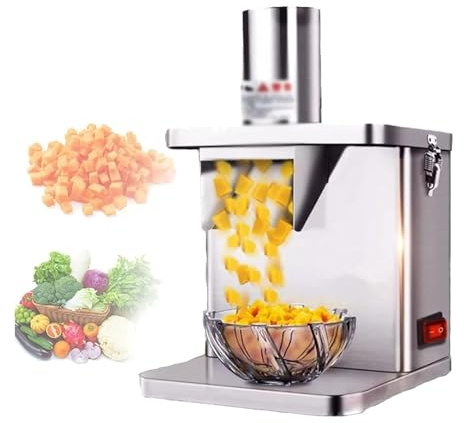 Commercial Vegetable Chopper Dice Cutter Electric Vegetable Slicer 2 in 1 Automatic Dice Cutter Onion Potato Cutter with 5 Blades