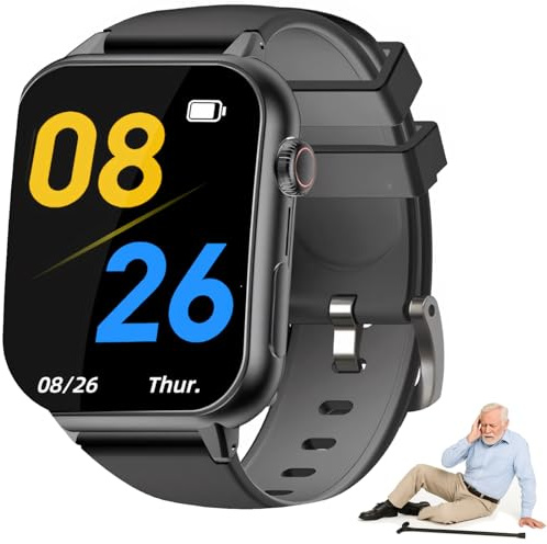 Vexorium Smartwatch 4G para Personas Mayores con Detección de Caídas, Botón SOS, GPS Tracker, Llamadas Bidireccionales, IP67 Impermeable, Reloj de Seguridad para Ancianos con Soporte SIM,Negro