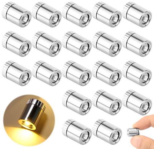 20pcs Small LED Lights Warm White, Mini Silver Battery Fairy Lights for DIY Crafts, Dollhouse Lighting, Balloons and Wedding Decorations