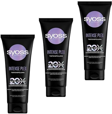 3x SYOSS Tiefenspülung Intense Plex reparierende Spülung mit 10% Plex-Bond-Komplex repariert Millionen von Haarverbindungen für gesund aussehendes und gestärktes Haar,250ml (3er Pack)