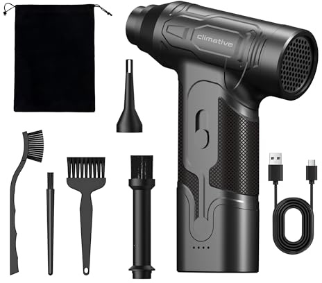 Druckluftspray Blas- und Sauger 2in1 100W LED-Lampe 110000 RPM Set 10in1 4000 mAh, Brushless Motor Kompressor JF02 – Auto Zubehör Innenraum PowerJet Air Duster, PC Zubehör, Handstaubsauger Akku
