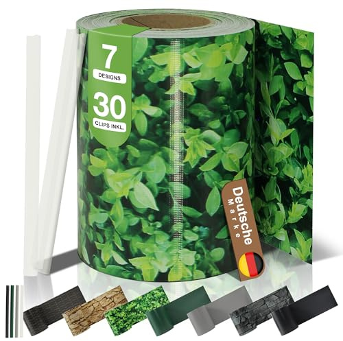 BooGardi PVC Sichtschutzstreifen · Sichtschutz Zaun 19 cm x 35 m Buchsbaum 1 Rolle · 450 g/m² · inkl. 30 Clips · Zaunblende für Doppelstabmattenzaun & Stabmattenzaun · Blickdicht & wetterfest