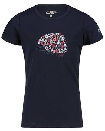 CMP Mädchen T-Shirt aus Piqué mit Igel Blumen Motiv Gr. 164 | schneller Feuchtigkeitstransport, atmungsaktives Material, geruchshemmende Behandlung, leichtes Tragegefühl