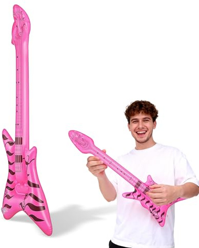 TINEASUR Chitarra Gonfiabile Rock Portatile in Pvc Design Creativo e Realistica per Decorazioni Musicali e Feste Disco Anni 80 e Party a Tema Colore Casuale