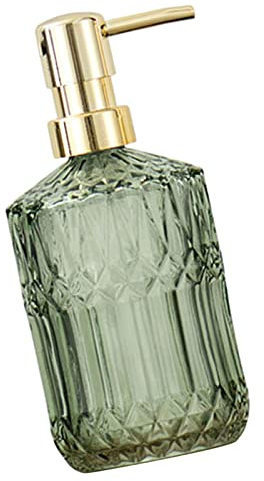 Sunerzenor Distributeur de Savon En Verre, Pompe à Savon, Distributeur de Savon de Cuisine de 414 Ml pour Salle de Bain, Savon pour Les Mains, Liquide Vaisselle, Vert