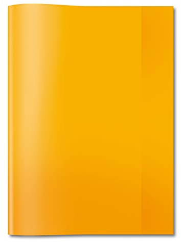 HERMA 7494 Heftumschlag A4 Transparent Orange, Hefthülle aus strapazierfähiger & abwischbarer Polypropylen-Folie, durchsichtige Heftschoner für Schulhefte, farbig
