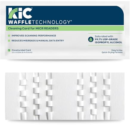 KICTeam - Waffletechnology Cleaning Cards for MICR Check Readers (15 Cards) - Presaturated with Quick Drying Solution - Made in USA