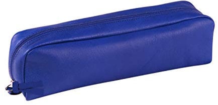 Clairefontaine 8318C Schlampermäppchen (aus echtem Leder, gefärbt, 21 x 4x 6cm, rechteckig) 1 Stück blau