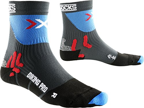 X-Socks Herren Radstrumpf BIKING PRO, Anthracite/French Blue, 35/38, X020370