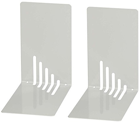 Wedo 1021037 Buchstütze (aus Metall, 14 x 8,5 x 14 cm) 2 Stück, lichtgrau